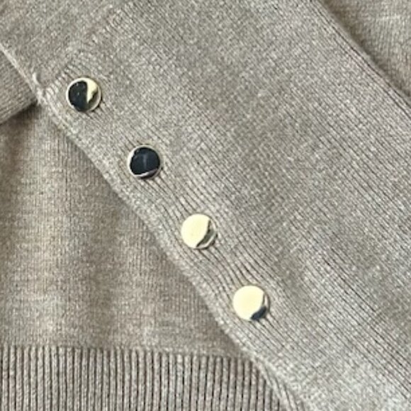 New Zara Tan Basic Knit Turtleneck Sweater Gold Sleeve Buttons Size S - Picture 7 of 12